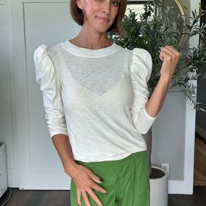 Elegant Off White Puff Sleeve Top